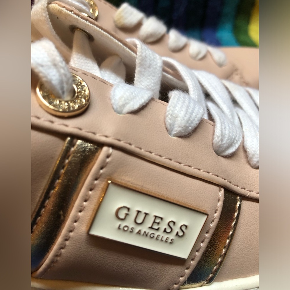 GUESS Women's Blush Pink and Rose Gold Sneakers.